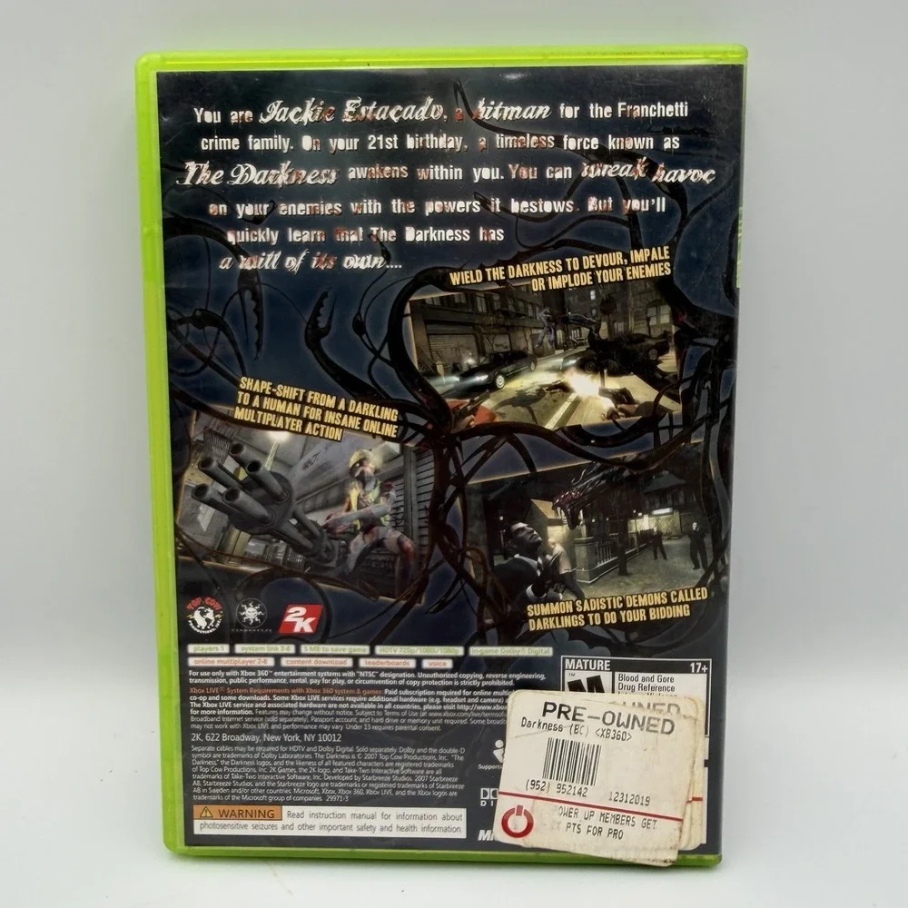 The Darkness Xbox 360 2007 CIB Complete in Box Tested
